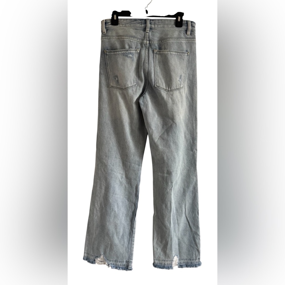 Petra 153 Light Wash Distressed Wide-Leg Frayed Hem Women’s Jeans Size 7 / 27 - Picture 3 of 9